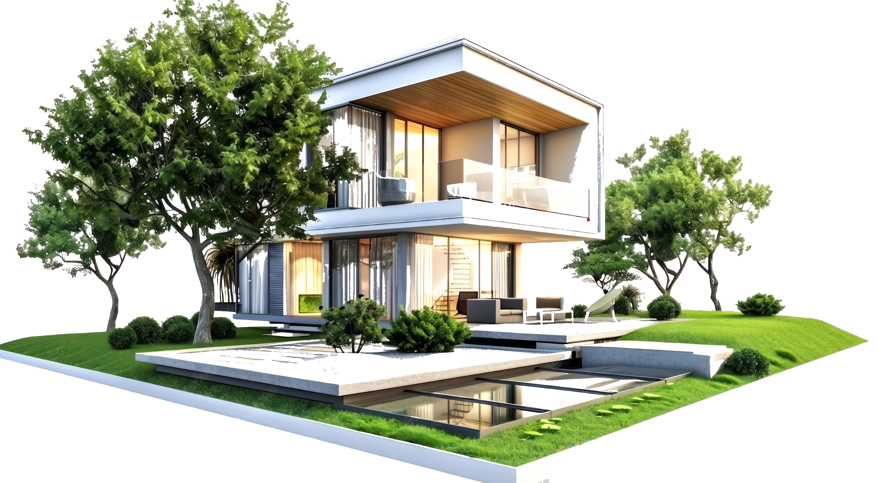 Modern villa with landscaped grounds